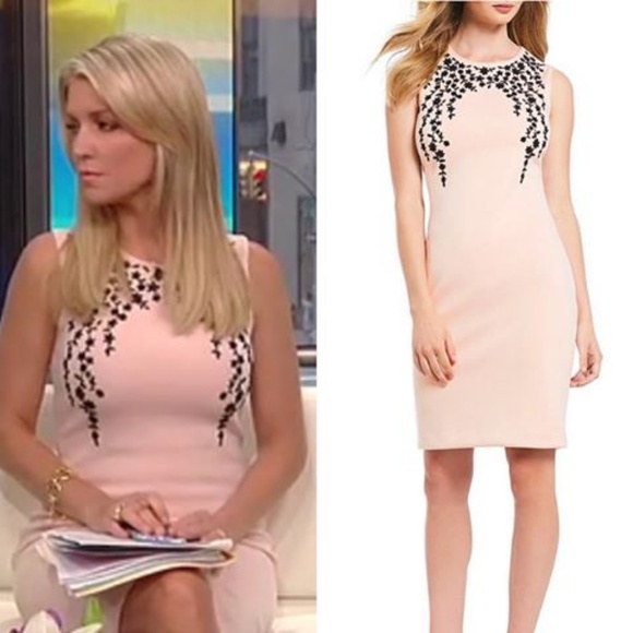 Calvin Klein Dresses & Skirts - Calvin Klein Pink Dress Black Floral Beading - 6
